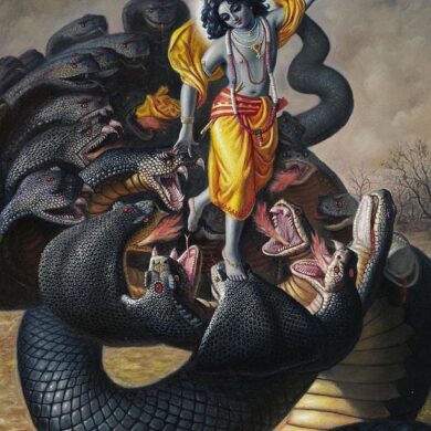 Image of Krishna standing on a snake