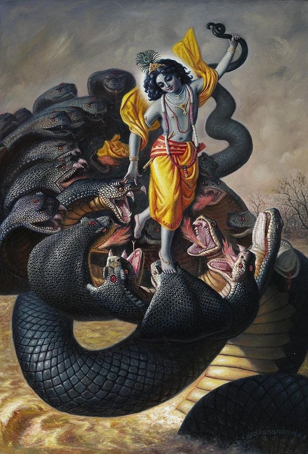 Image of Krishna standing on a snake