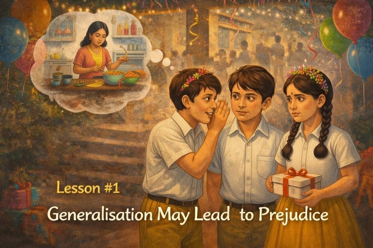 Crescent school students in yellow and white uniforms illustrating how assumptions and gossip can lead to prejudice